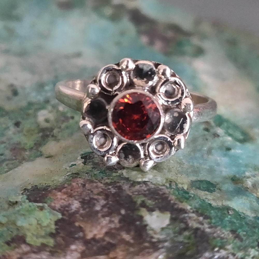 Garnet Sterling Silver Ring